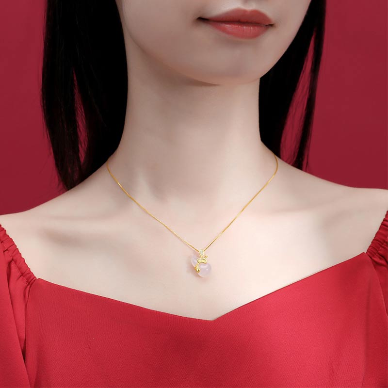 Unisex Cyan Jade Lotusblatt Fülle Halskette