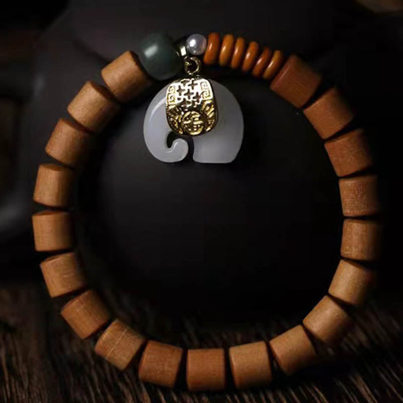 Sandalwood Jade Elephant Protection Bracelet 8mm Beads