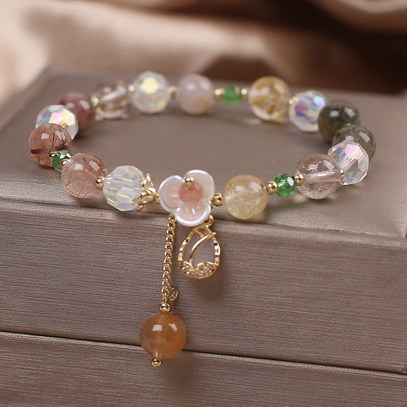 Strawberry Quartz Fluorite Healing Bracelet for Emotional Clarity