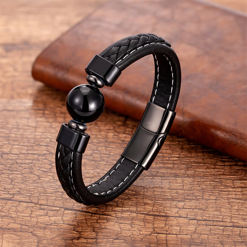 18–20 cm schwarzes Onyx-Armband „Om Mani Padme Hum Serenity“