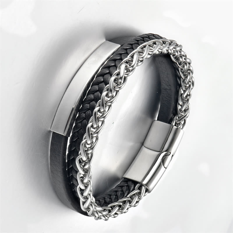 18–20 cm spirituelles mehrlagiges Lederarmband aus Titanstahl