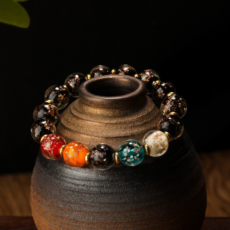 Luminous Liuli Glass 10mm Spiritual Bead Bracelet for Luck