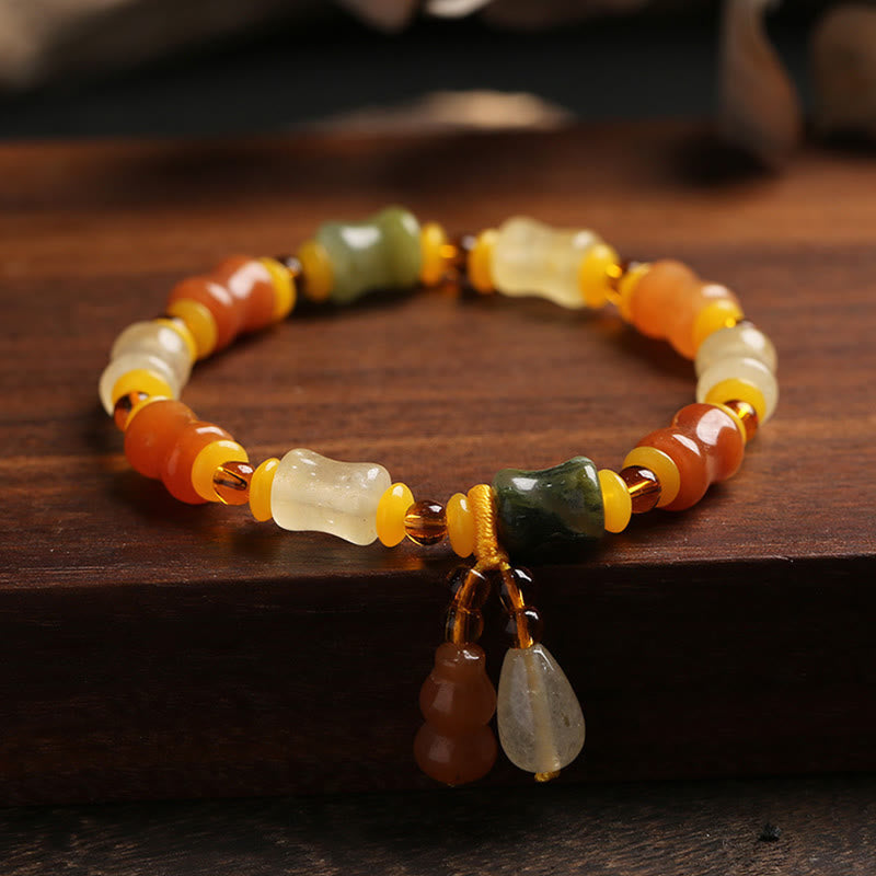 Goldenes Seiden-Jade-Kürbis-Reichtums-Charm-Armband