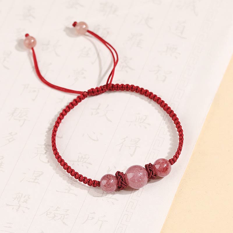 Strawberry Quartz Red String Bracelet for Love & Healing