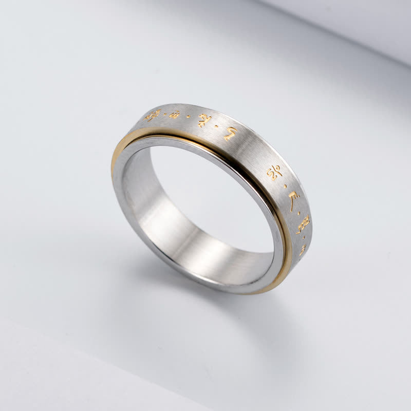 Drehbarer spiritueller Ring aus Titanstahl mit Mantra-Balance