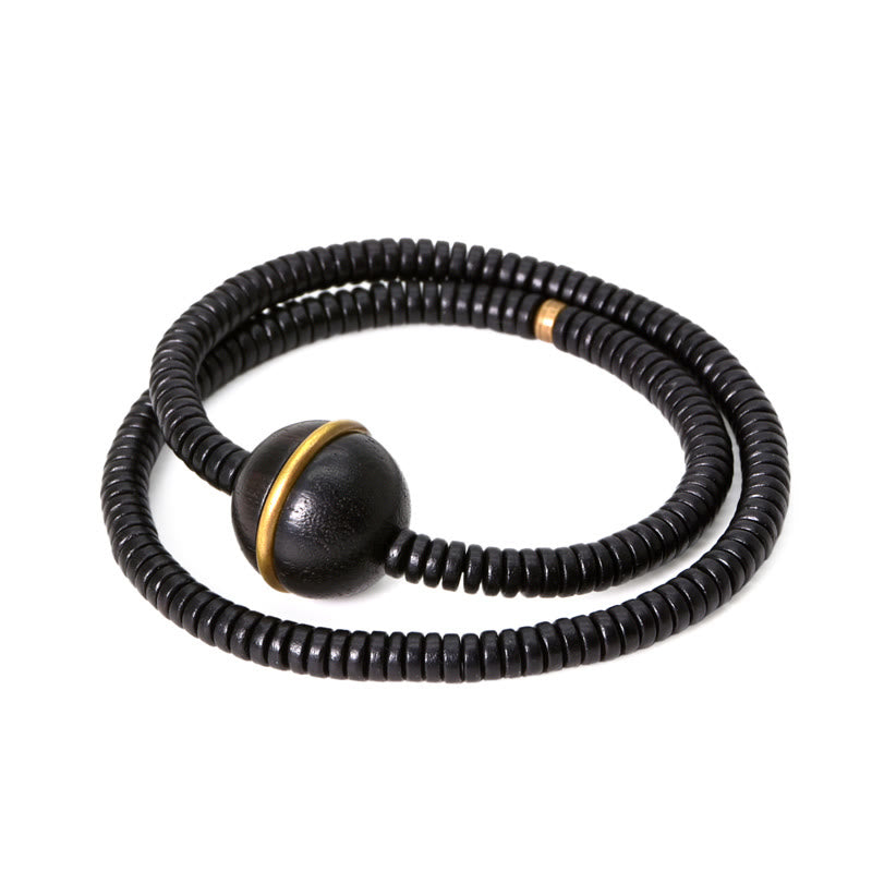 18 mm Ebenholz-Messingkugel-Armband für Gleichgewicht und Ruhe