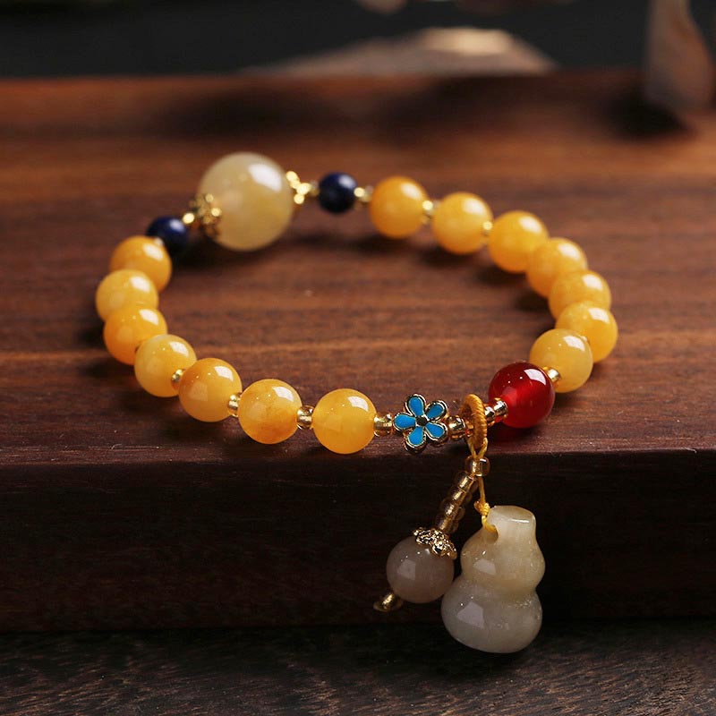8 mm goldenes Jade-Armband aus Seide für Reichtum und Glück