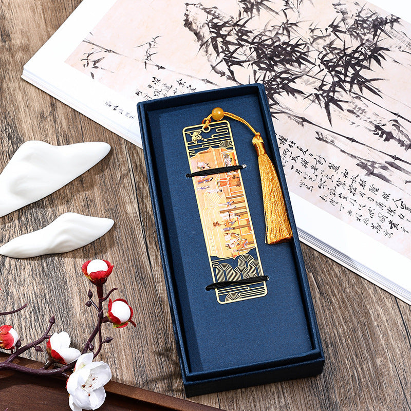 Metall-Lesezeichen | Panorama der Flüsse & Berge Kunst