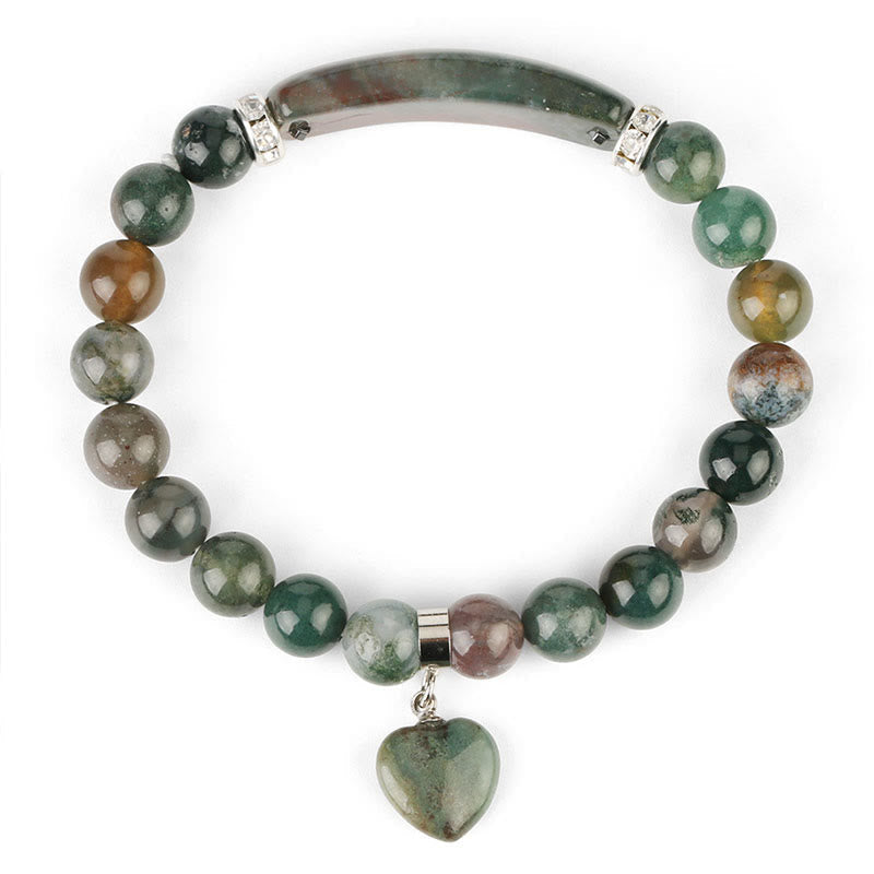 Natural Quartz Love Heart Healing Beads Bracelet 8mm