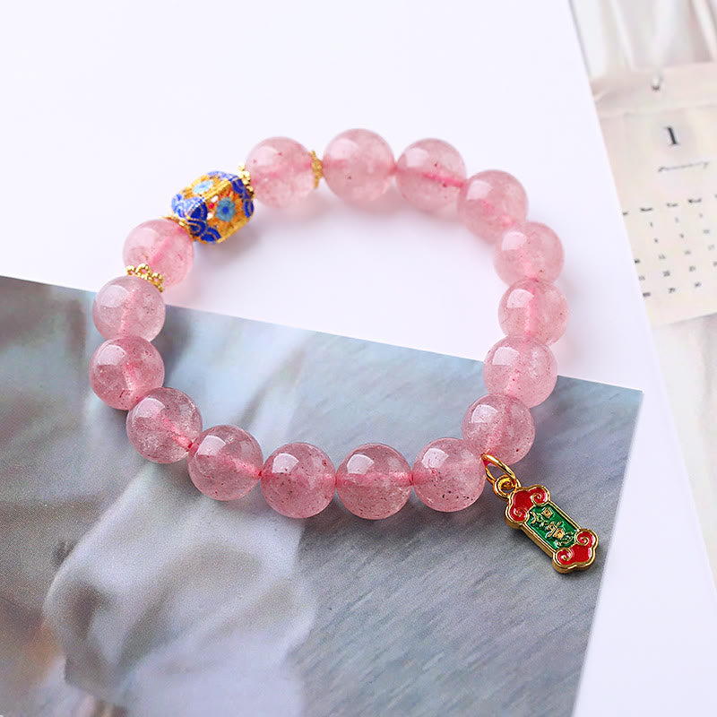 Strawberry Quartz Ruyi Charm Bracelet for Love Healing