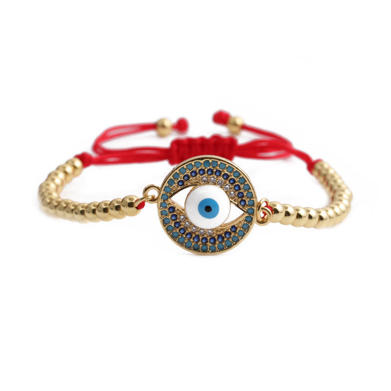 Adjustable Evil Eye Protection Bracelet with Red String and Copper
