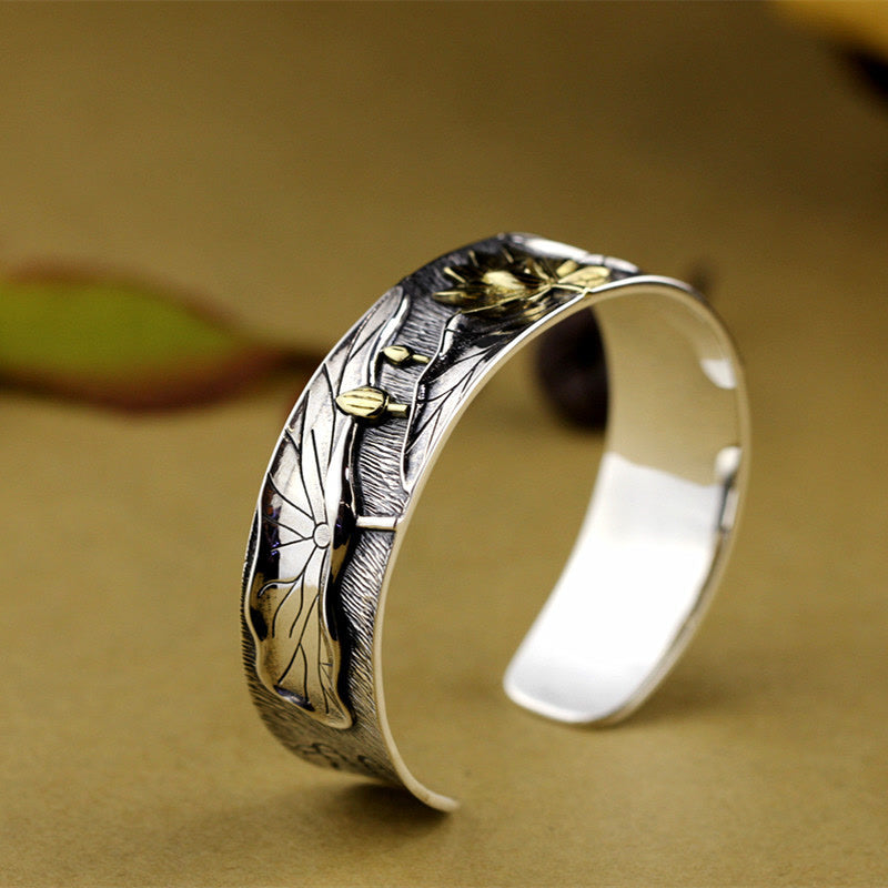 Lotusblume Calm Armband aus 925 Sterling Silber, verstellbar