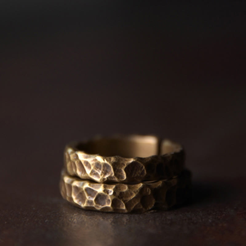 Adjustable Copper Tibetan Luck Ring for Positive Energy