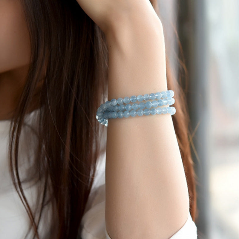 6 mm Aquamarin-Armband für Frieden und emotionale Heilung