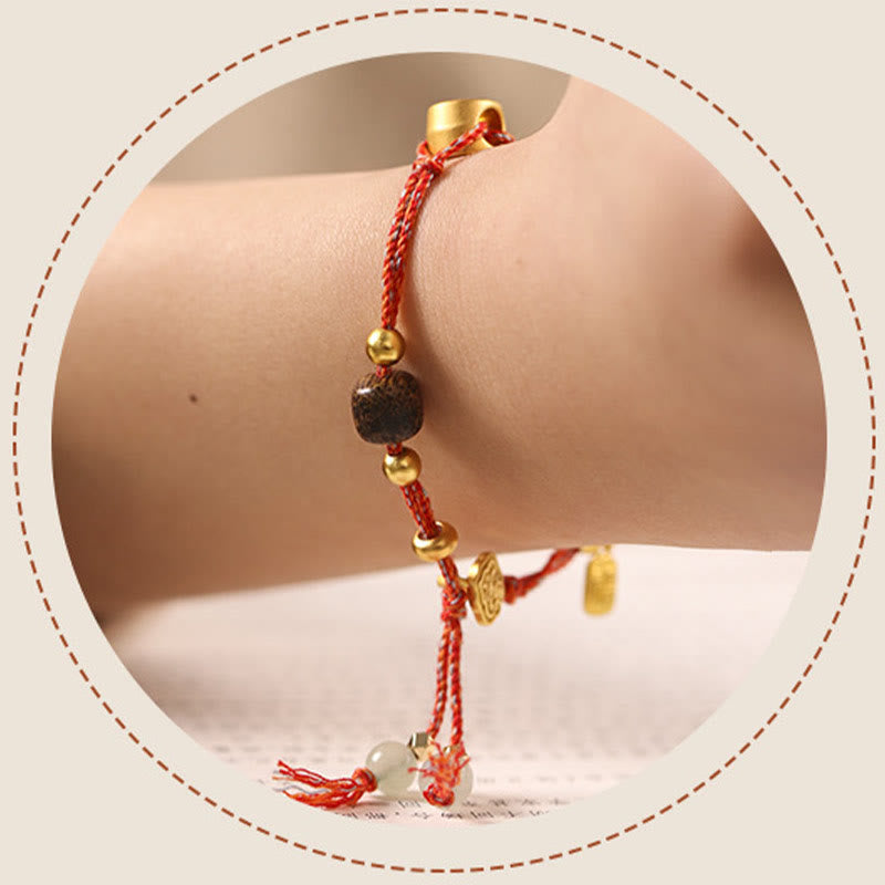 Glücksbringer-Armband aus Hetian-Jade mit Fu-Charakter