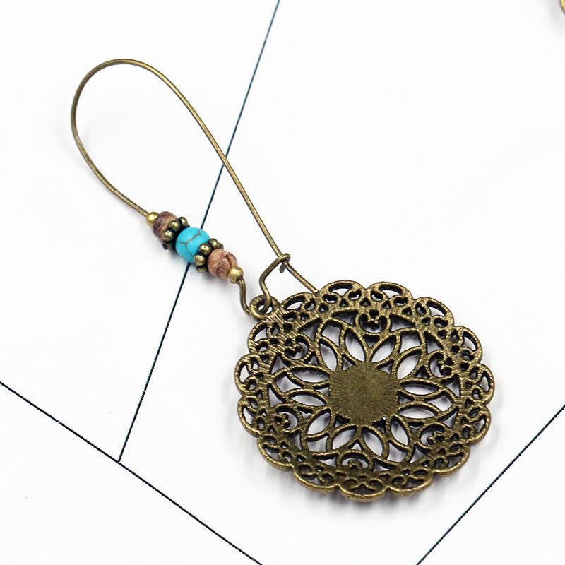 Copper Spiritual Earrings With Flower Design for Luck & Abundance