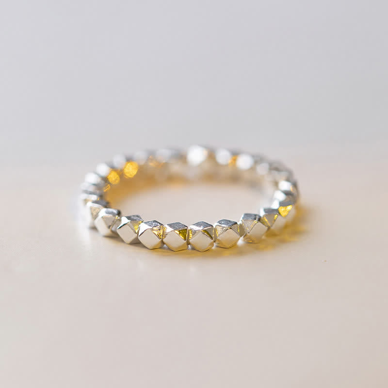 925 Sterling Silver Beaded Blessing Ring for Spiritual Protection