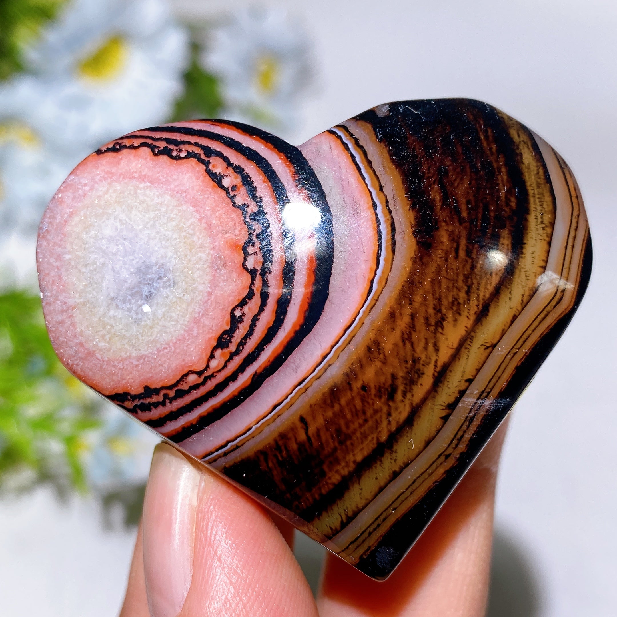 2,0–2,3 Zoll schwarzes Sardonyx-Kristallherz zur Heilung