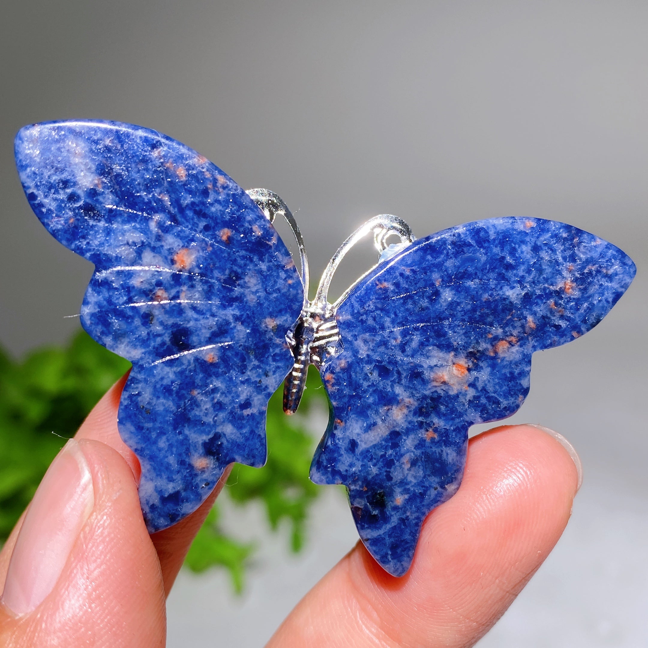2.0-2.3 inch Blue Apatite Crystal Butterfly Hairpin for Style & Healing