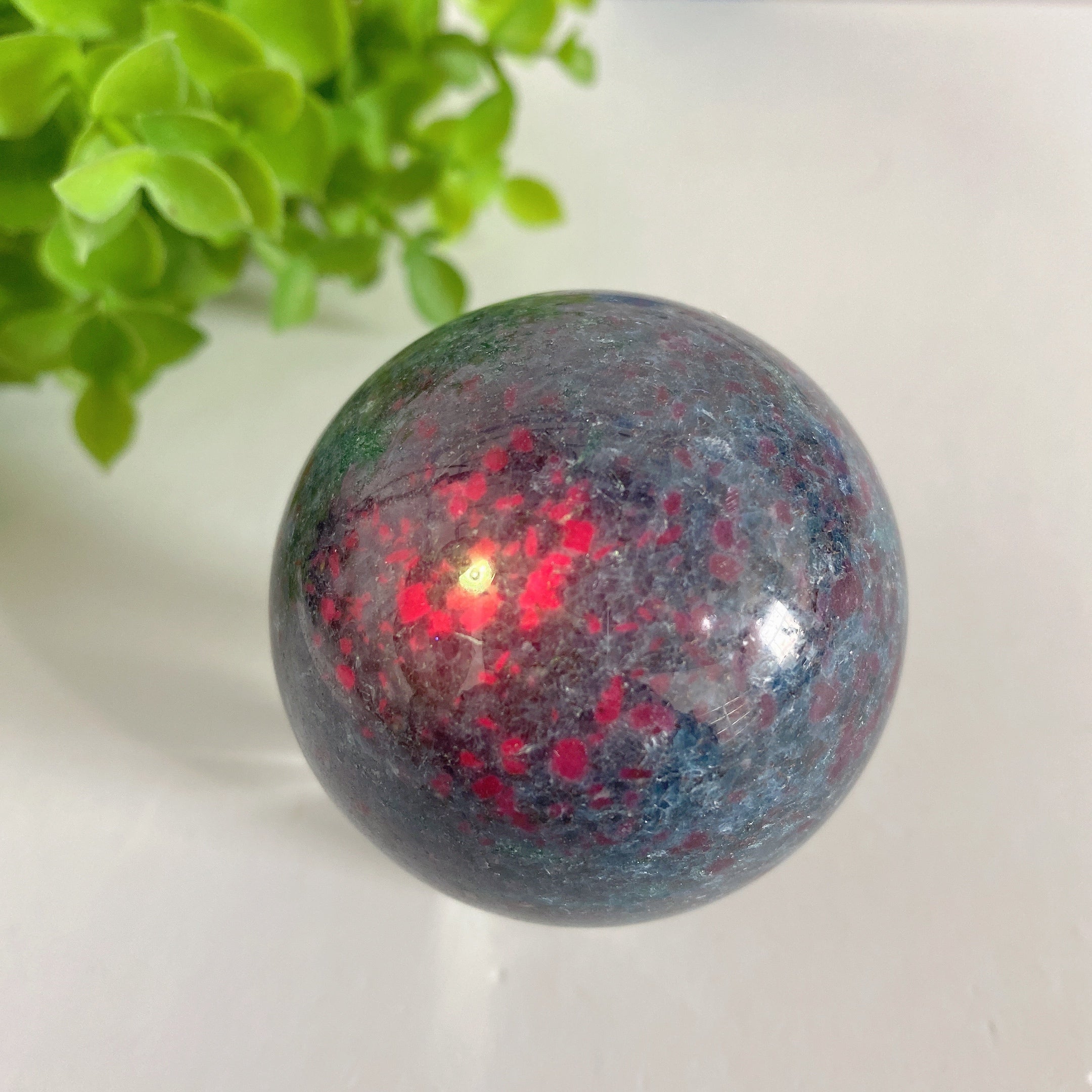 2.0-4.0 Inch Ruby Kyanite Green Mica Crystal Sphere Healing