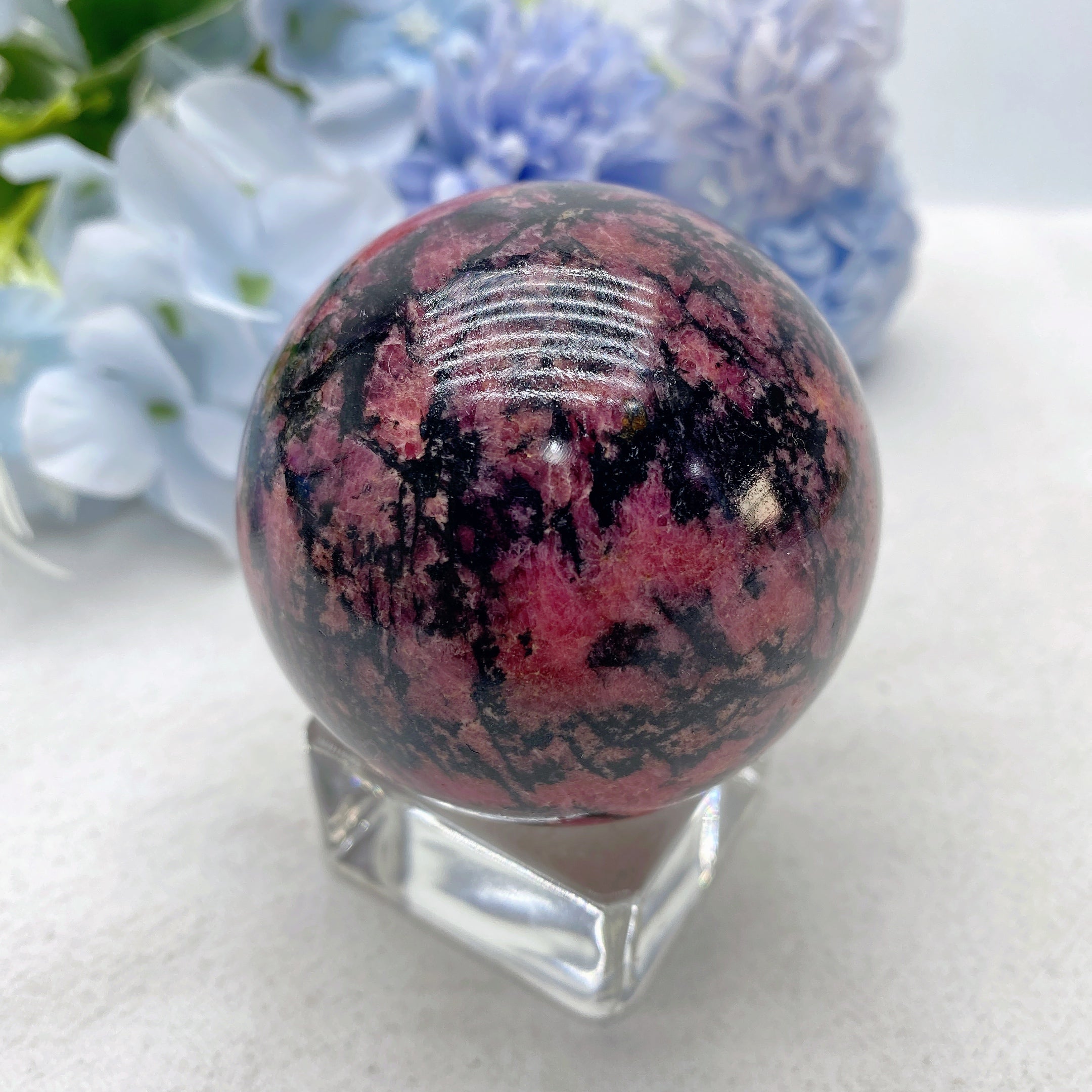 2.0-4.0" Rhodonite Crystal Sphere for Healing and Energy Balance