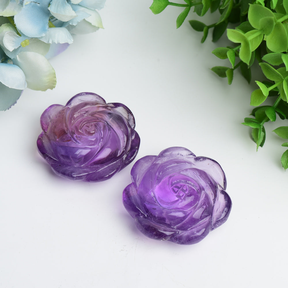 2,1 Zoll Amethyst Rose Blume Kristall Figur