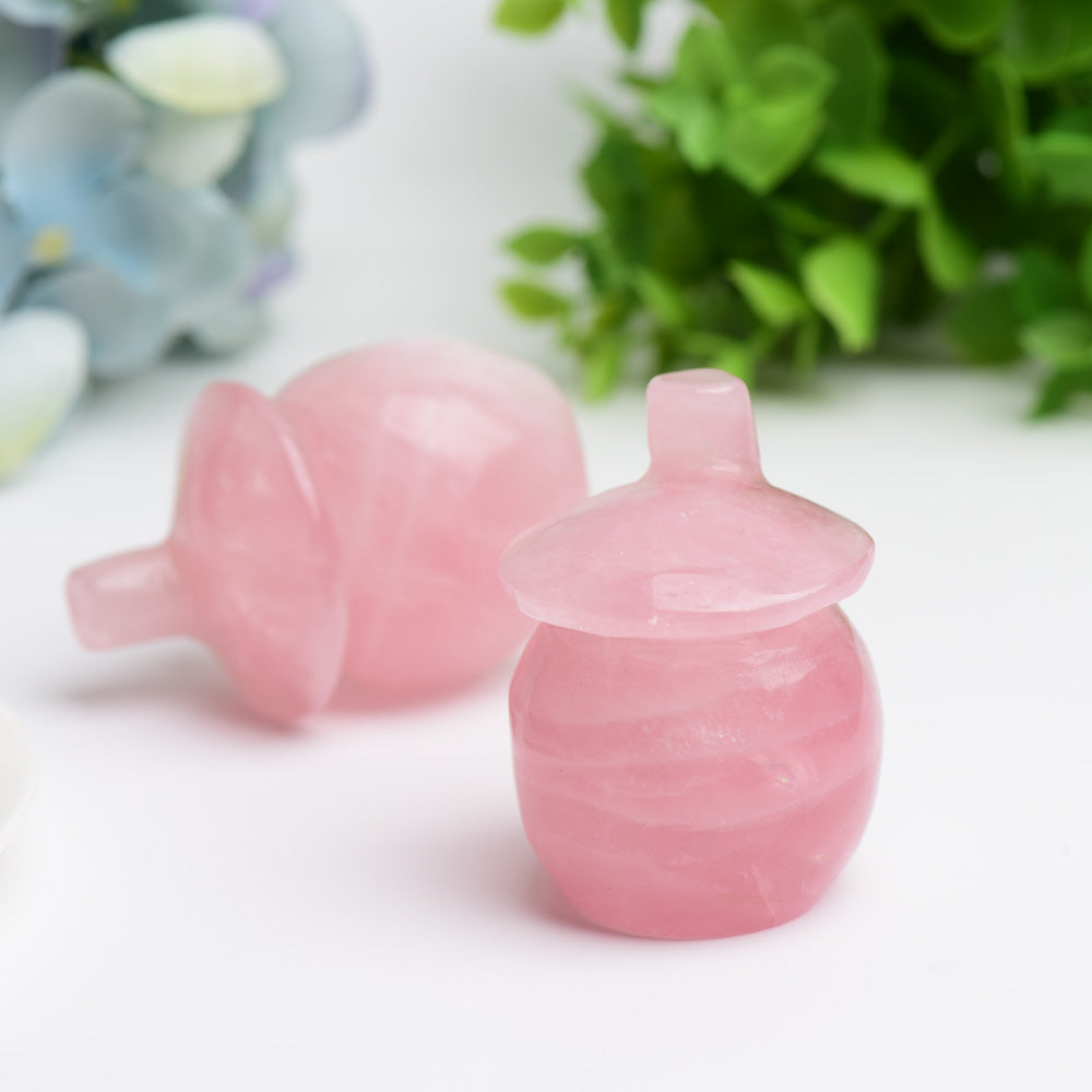 2,1 Zoll Rosenquarz Kristall Pilz Haus Schnitzerei