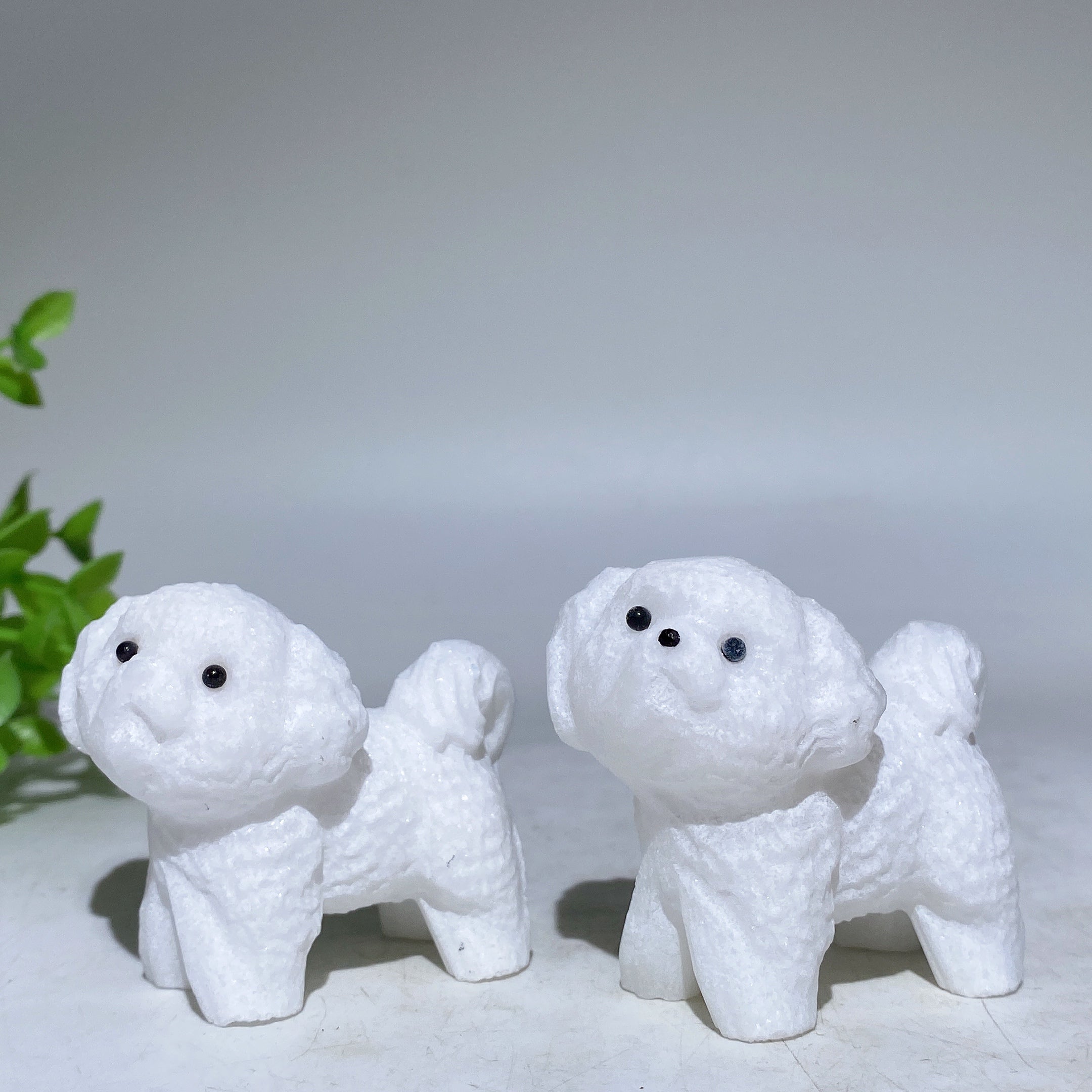 2,1 Zoll große Hundefigur aus weißem Jadekristall zur Heilung