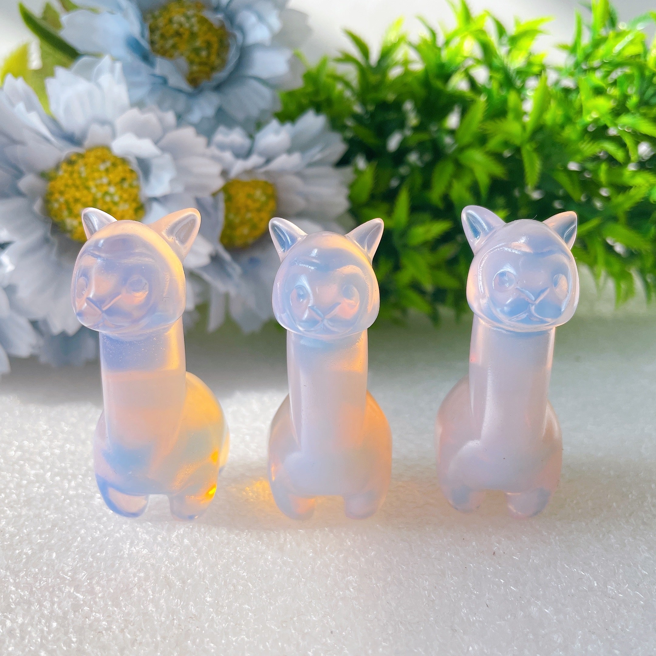 2.15 inch Pink Opalite Alpaca Crystal Figurine Carving