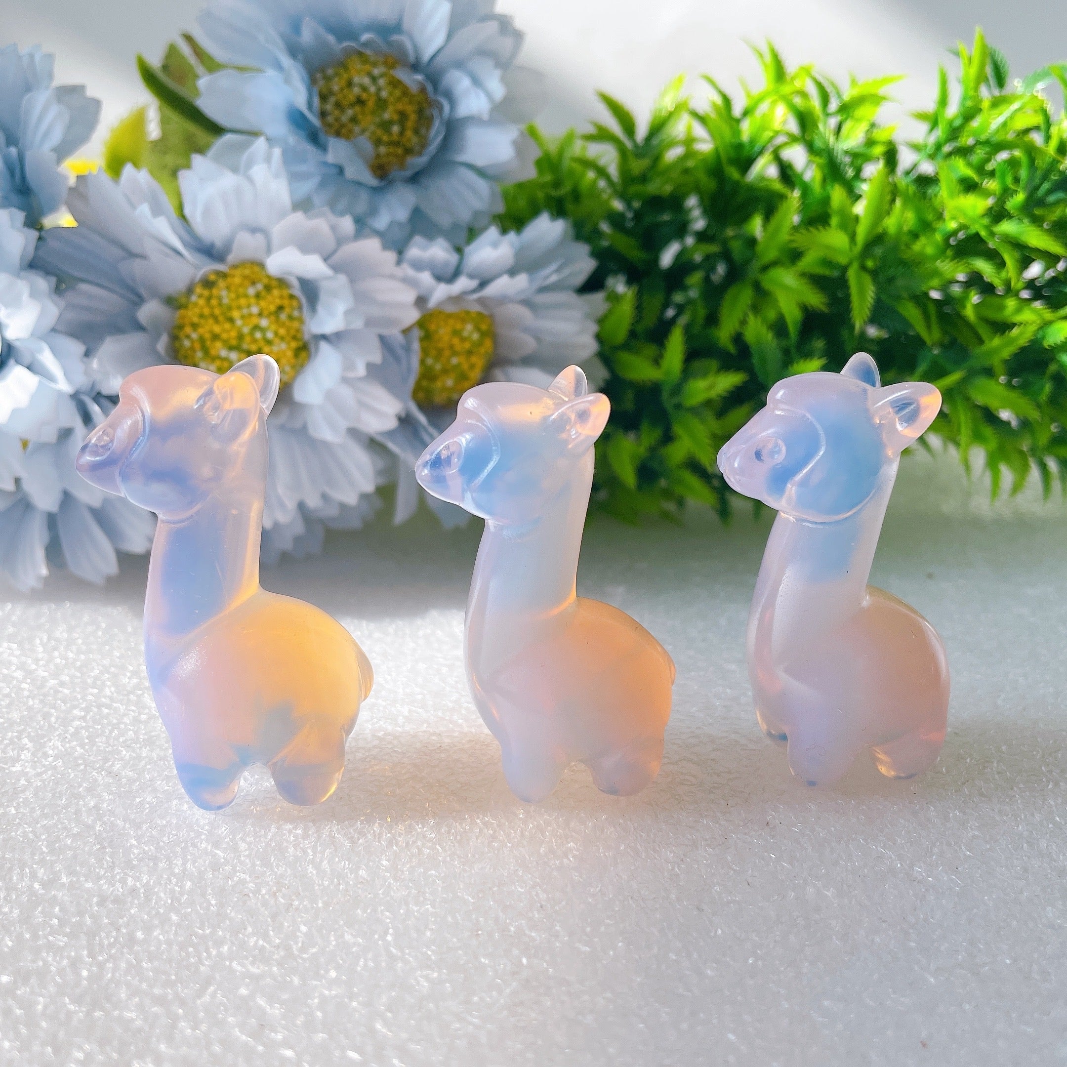 2.15 inch Pink Opalite Alpaca Crystal Figurine Carving
