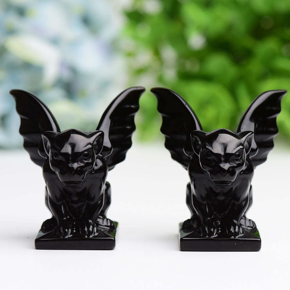 2,2" schwarze Obsidian-Gargoyle-Kristallfigur