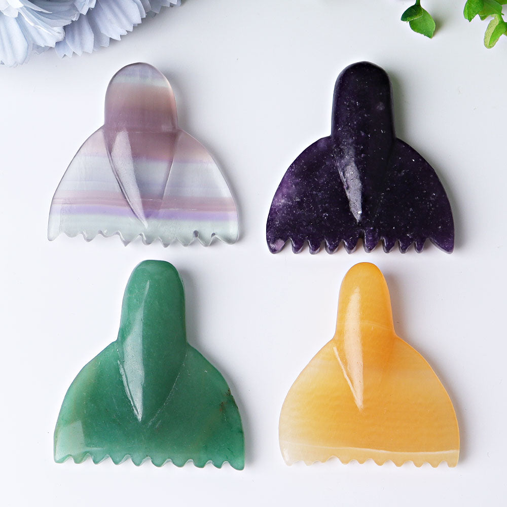 2,2 Zoll große Fischschwanzschnitzereien aus Kristall