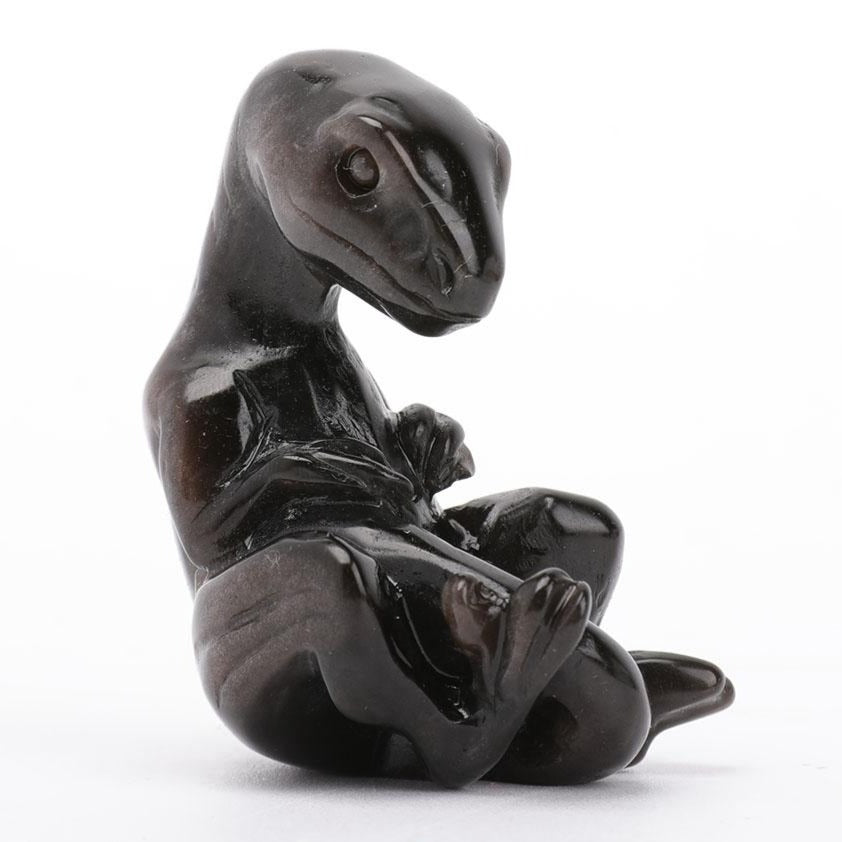 2,2 Zoll große silberne Obsidian-Eidechsen-Kristallfigur