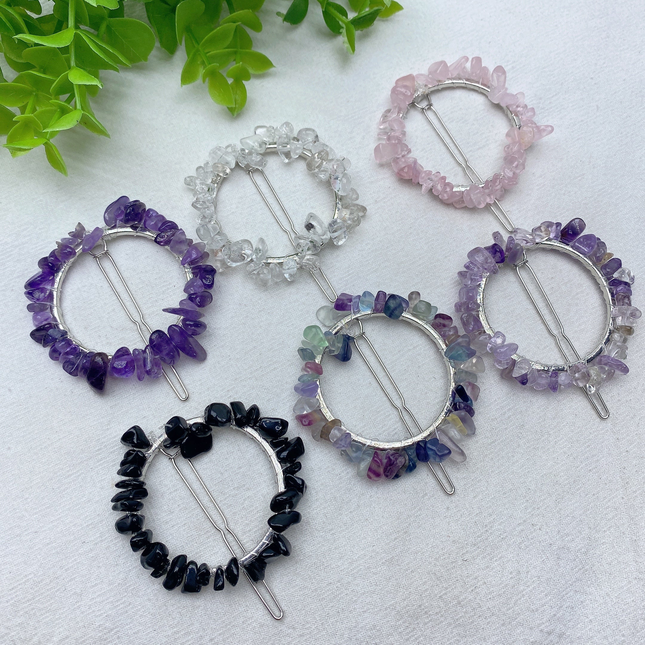 2.2in Mixed Crystal Chips Hairpin | Healing Ritual Accessory
