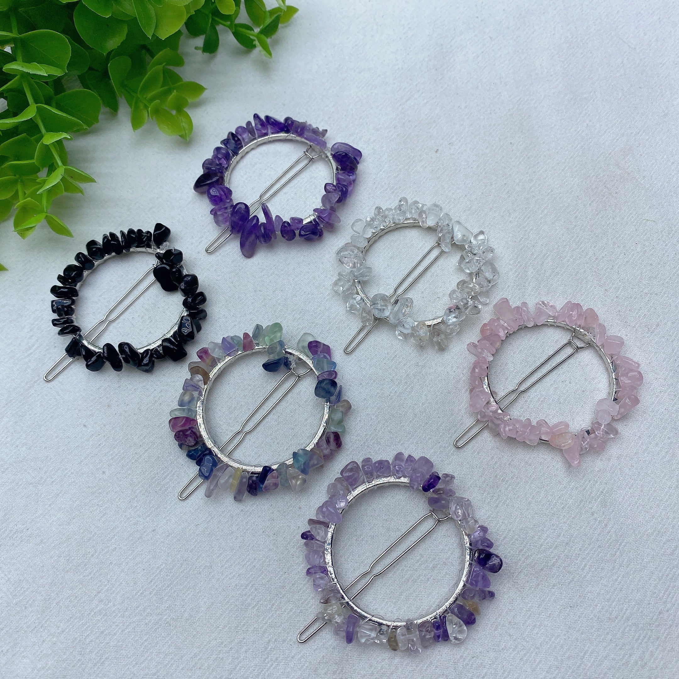 2.2in Mixed Crystal Chips Hairpin | Healing Ritual Accessory