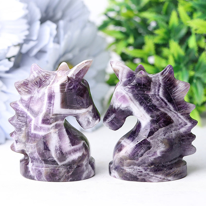 2,3 Zoll Amethyst Einhorn Kristall Figur Schnitzerei