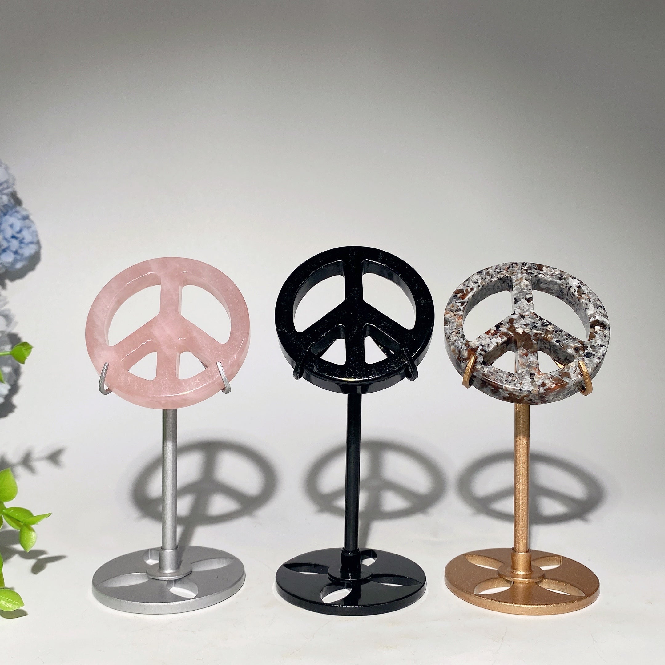 2.3 Inch Crystal Peace Sign Figurine for Healing & Decor