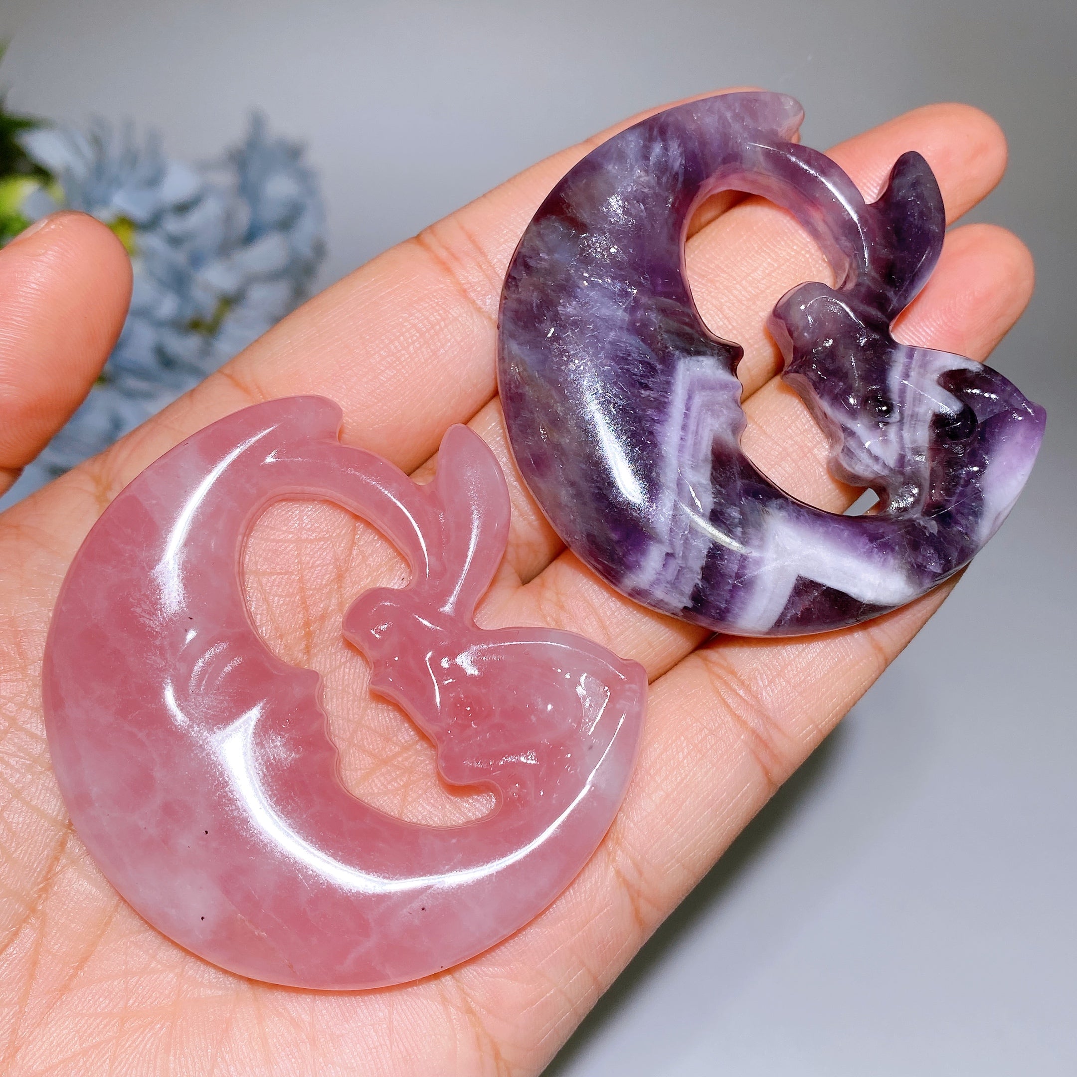 2,3 Zoll Traum Amethyst Mond Fee Kristall Figur