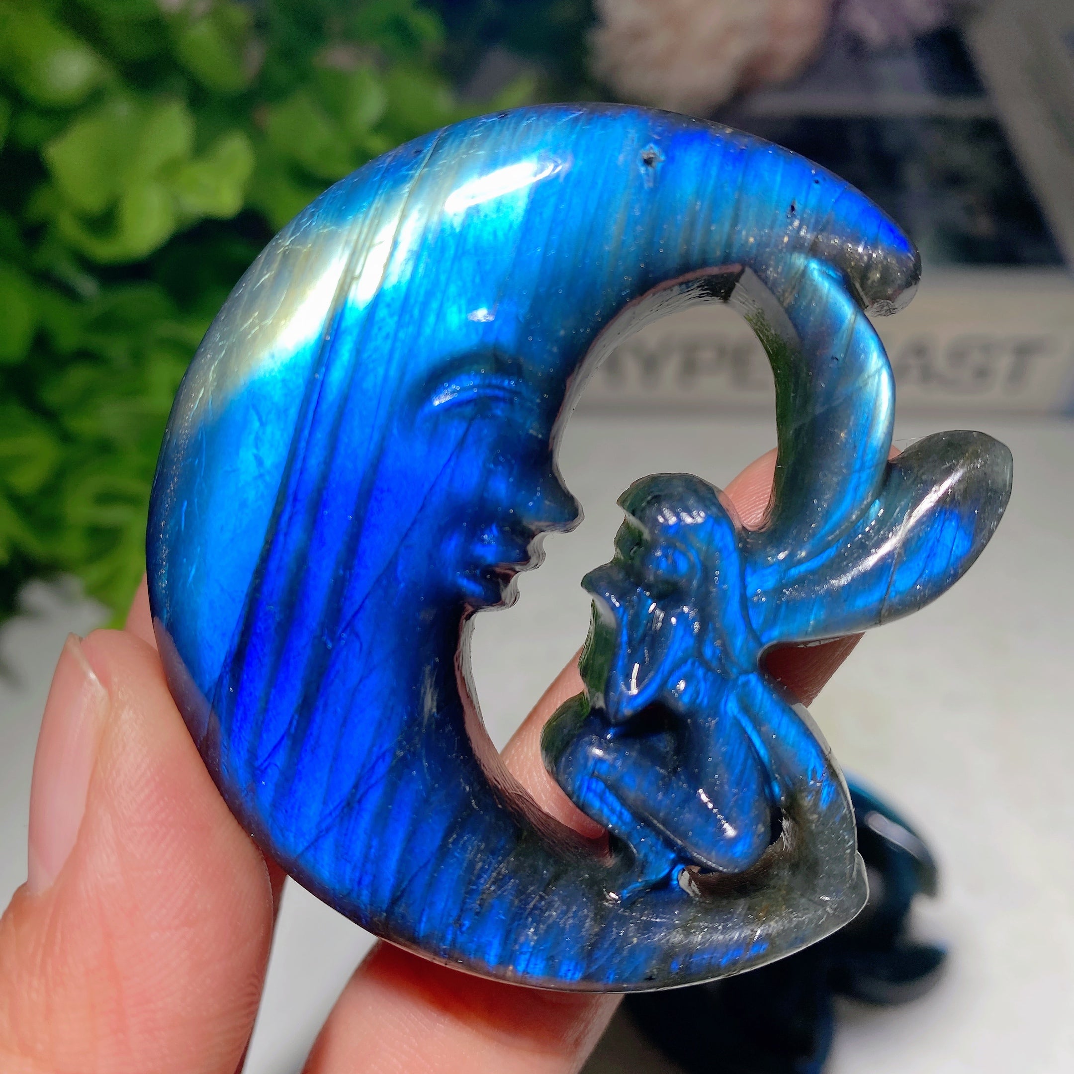 2,3 Zoll Labradorit Mondfee Kristall Figur