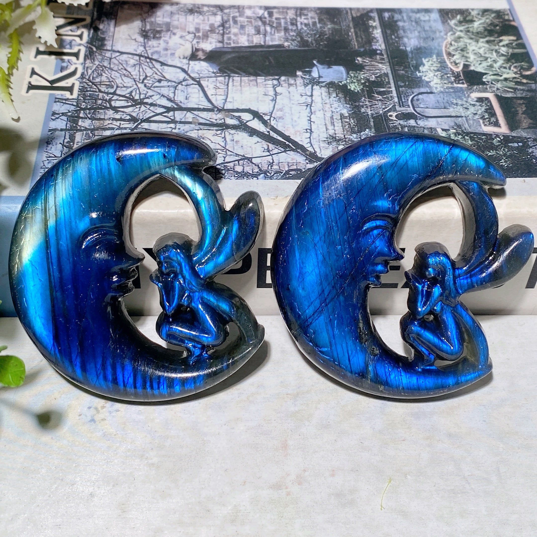 2,3 Zoll Labradorit Mondfee Kristall Figur