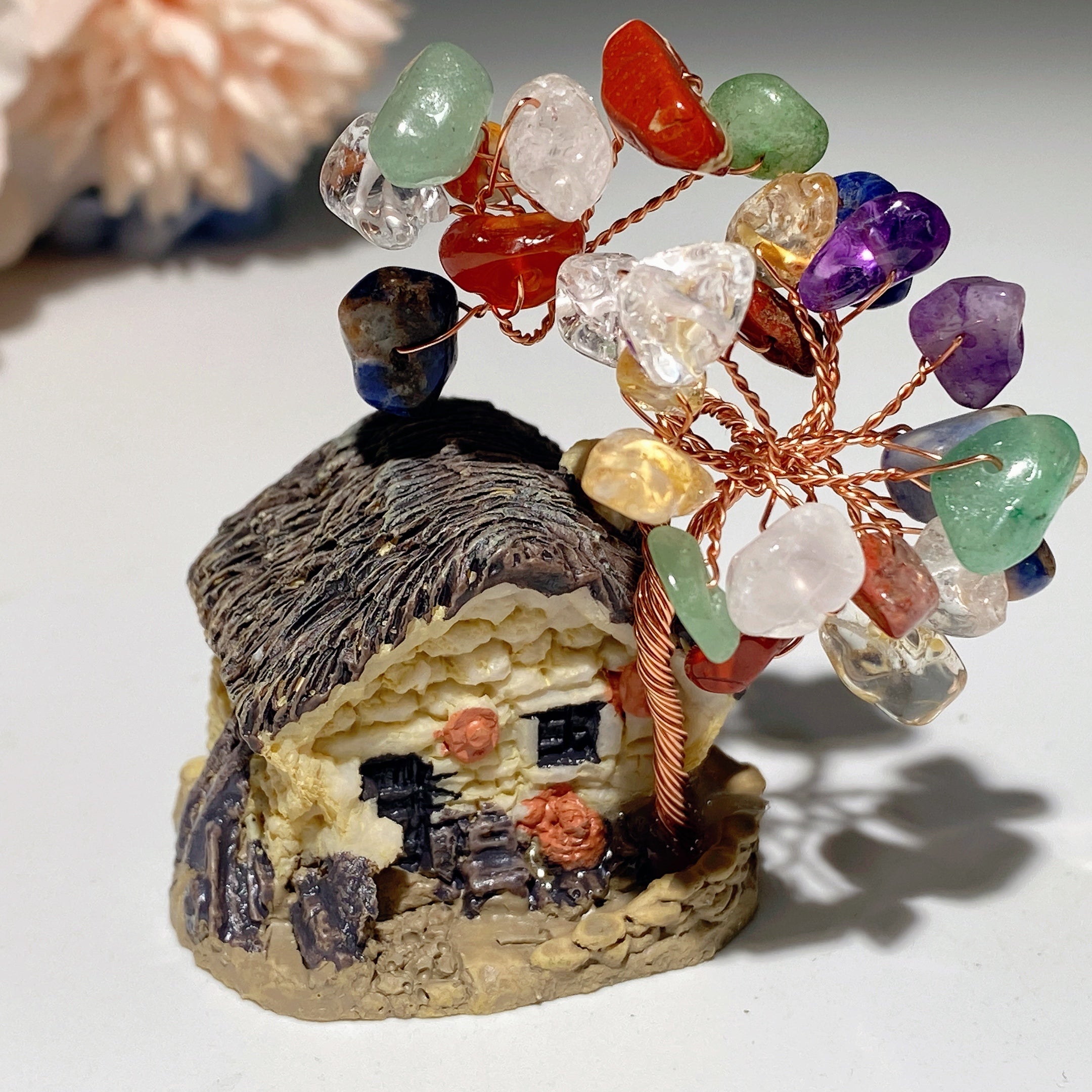 2,3 Zoll Harz Haus Kristall Chips Heilung Baum Dekor