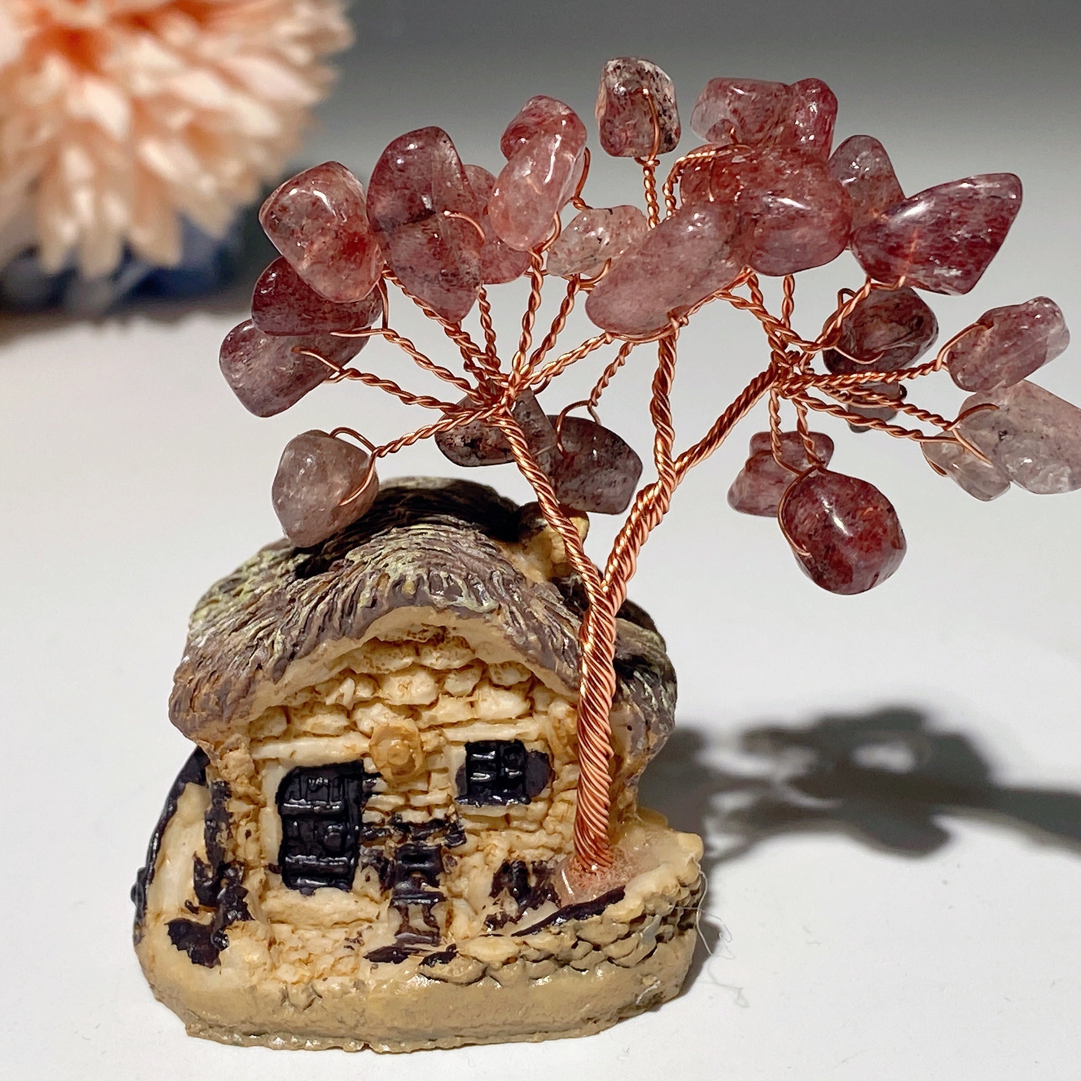 2,3 Zoll Harz Haus Kristall Chips Heilung Baum Dekor