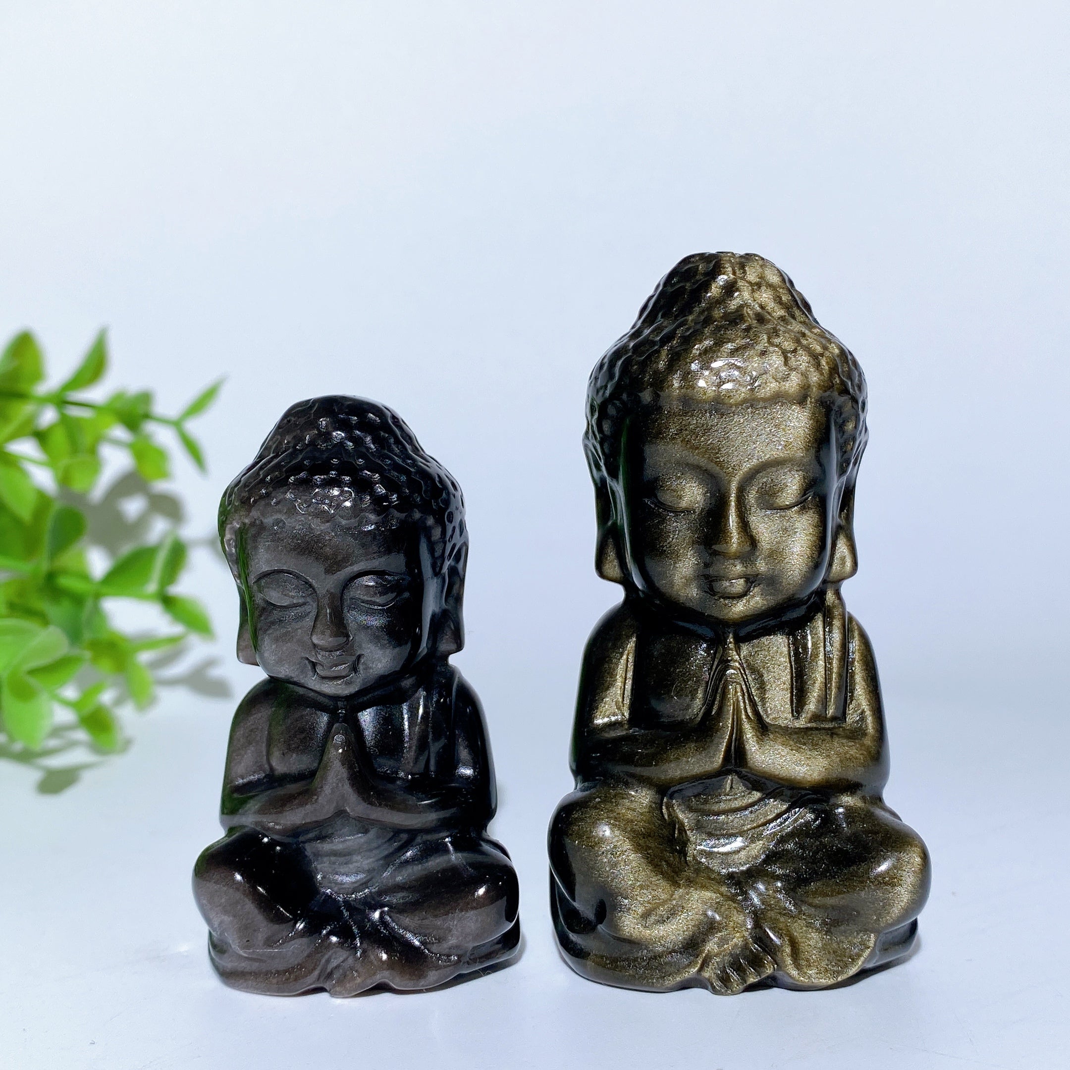 2.4-2.9 inch Silver and Golden Obsidian Buddha Statue Crystal Healing