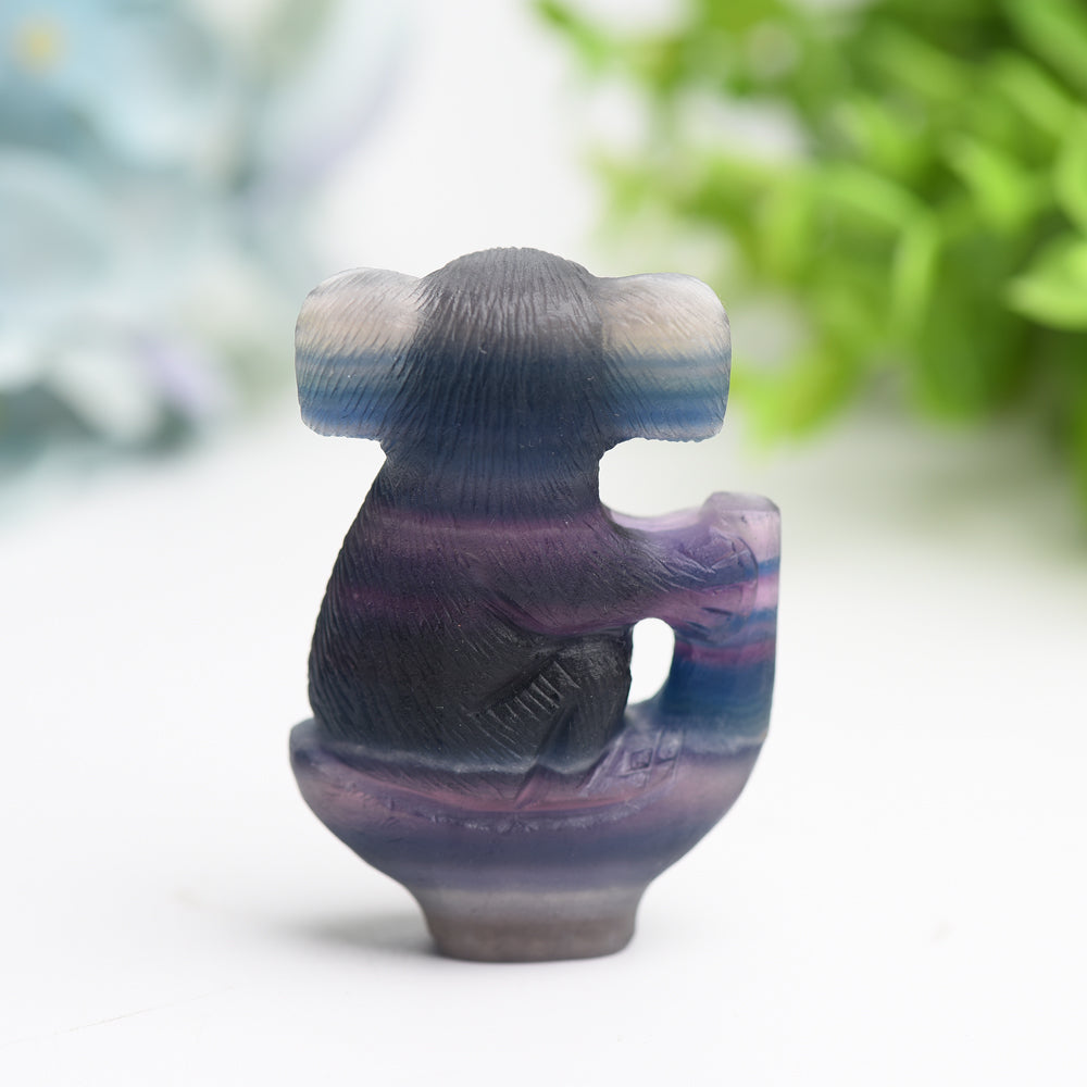 2,4 Zoll große Koala-Figur aus Regenbogenfluoritkristall