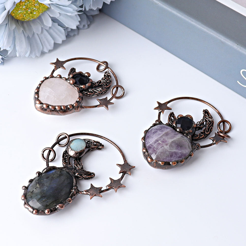 2,4 Zoll Vintage Amethyst Herz Kristall Anhänger