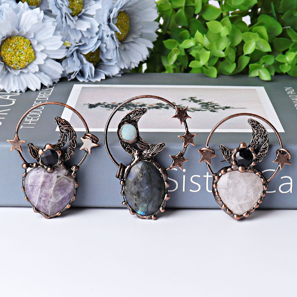 2,4 Zoll Vintage Amethyst Herz Kristall Anhänger