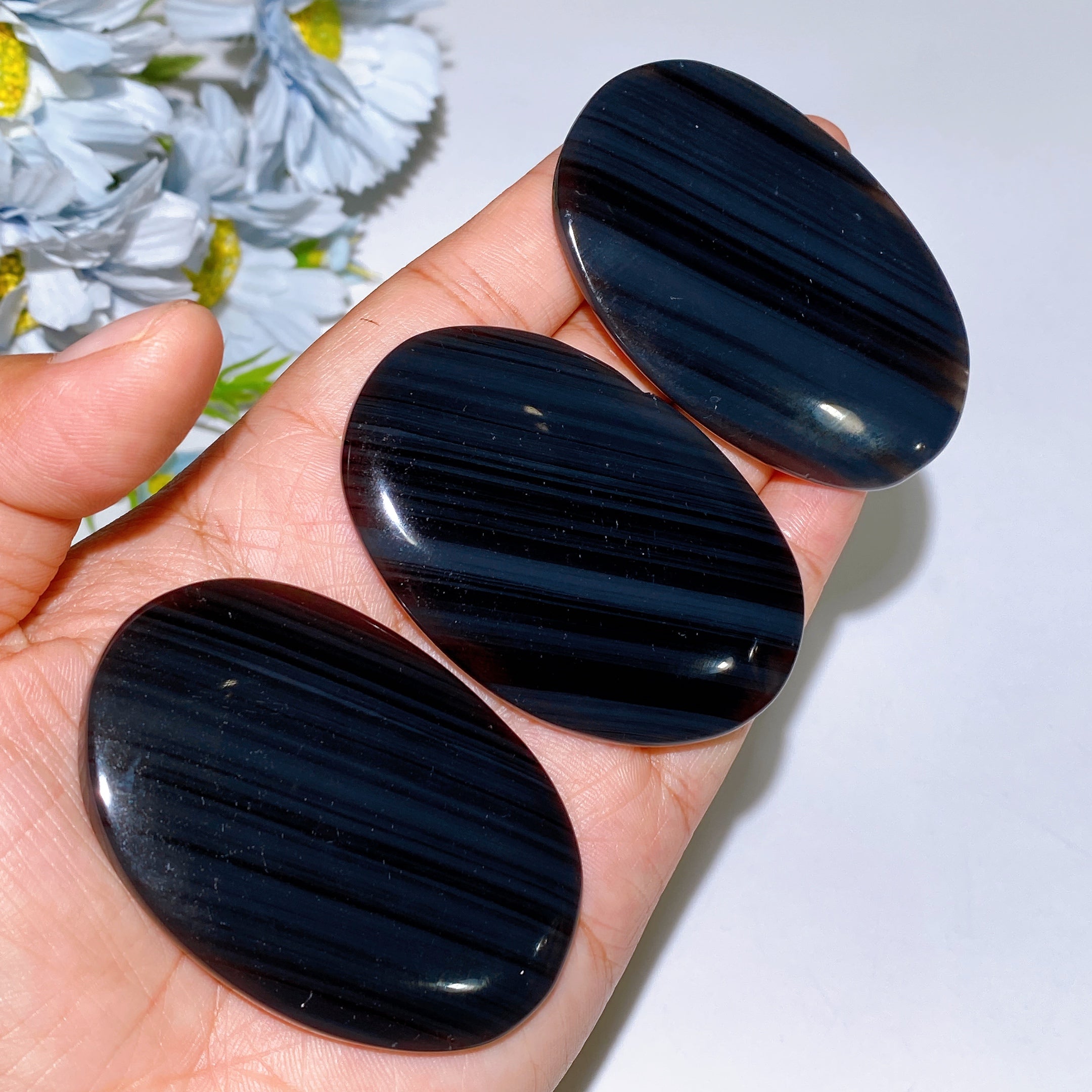 2,4" Midnight Lace Obsidian Erdungs-Handschmeichler