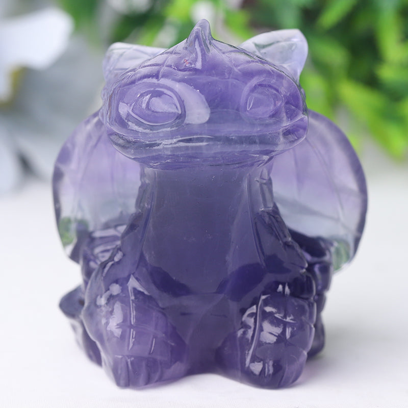 2,5" Fluorit-Kristall-Drachen-Schnitzfigur für spirituelle Heilung