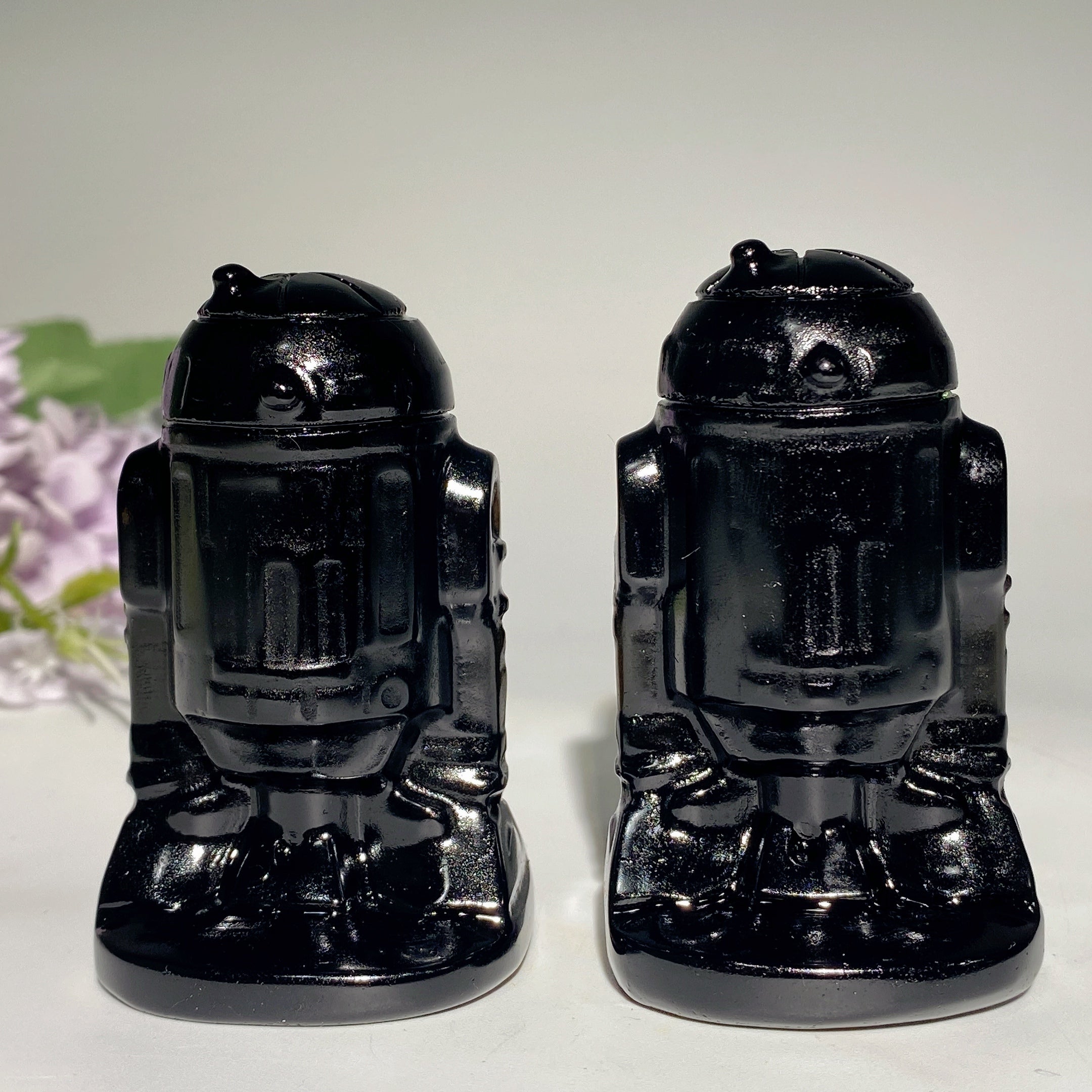 2,5 Zoll große Roboter-Kristallfigur aus schwarzem Obsidian