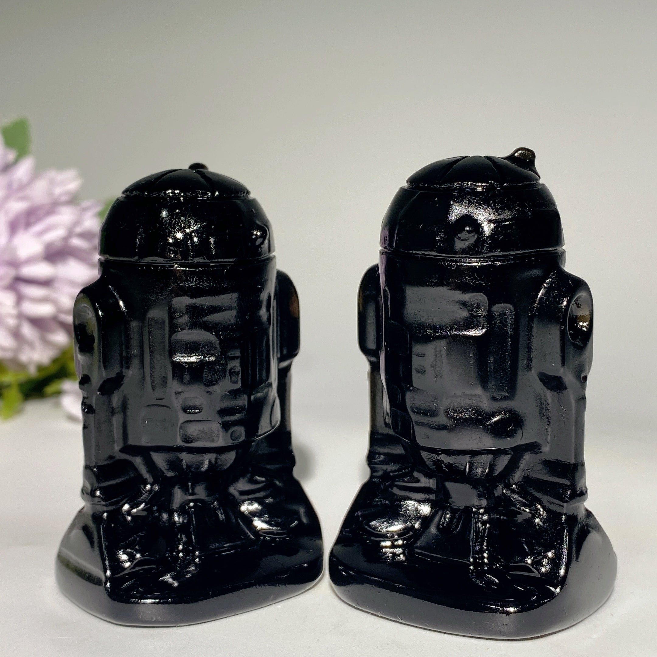 2,5 Zoll große Roboter-Kristallfigur aus schwarzem Obsidian